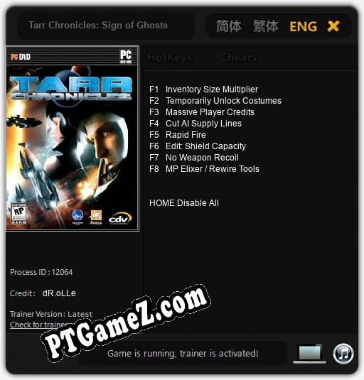 Treinador liberado para Tarr Chronicles: Sign of Ghosts [v1.0.3]