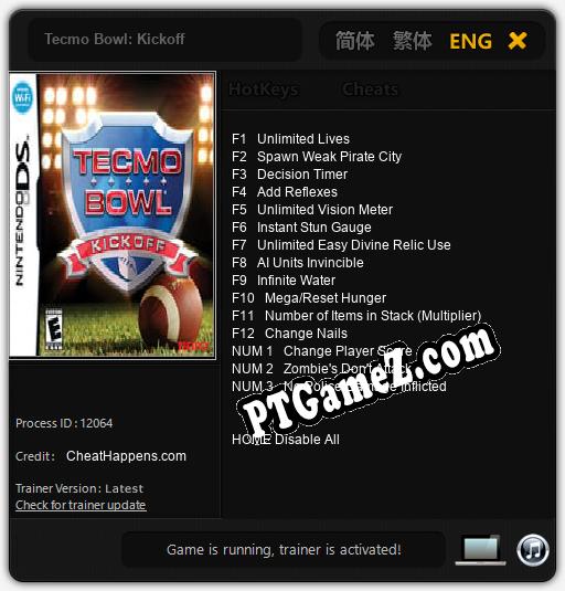 Tecmo Bowl: Kickoff: Treinador (V1.0.41)