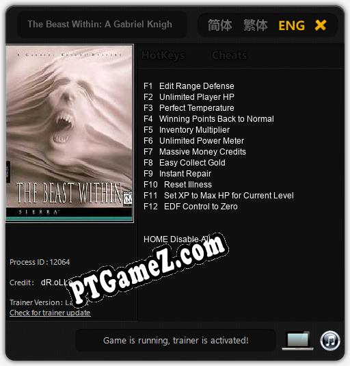 The Beast Within: A Gabriel Knight Mystery: Trainer +12 [v1.7]