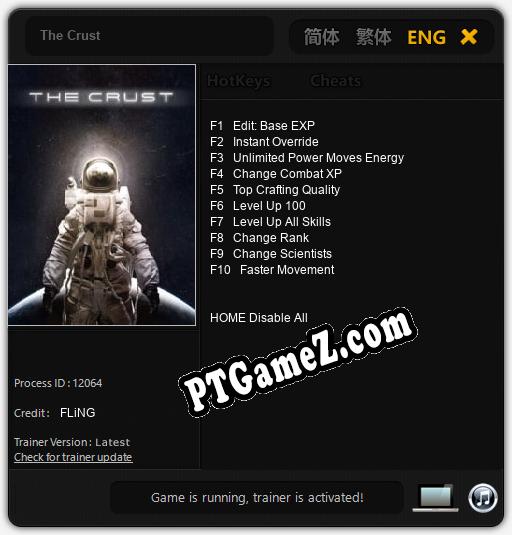 Treinador liberado para The Crust [v1.0.4]