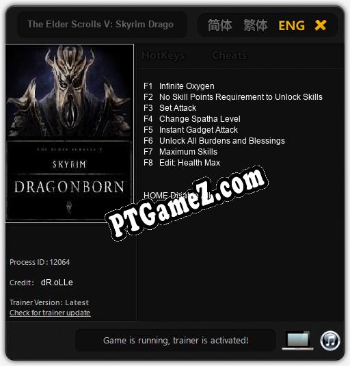 The Elder Scrolls V: Skyrim Dragonborn: Treinador (V1.0.1)