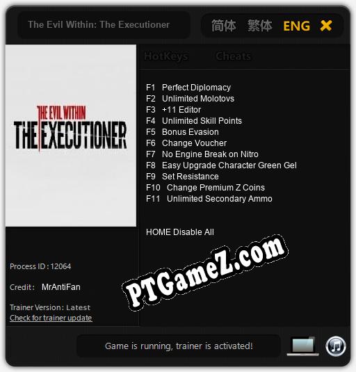 Treinador liberado para The Evil Within: The Executioner [v1.0.5]