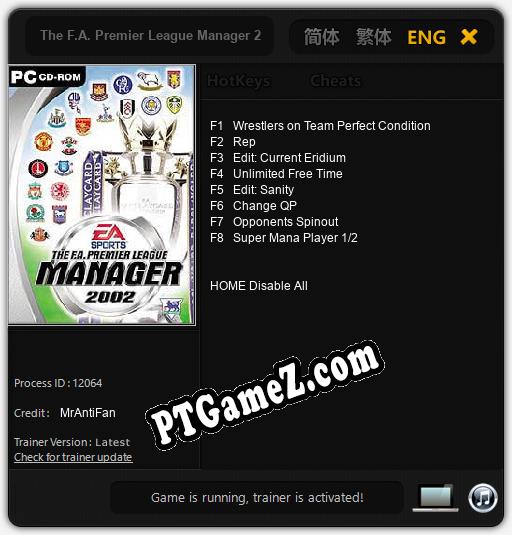 The F.A. Premier League Manager 2002: Trainer +8 [v1.9]