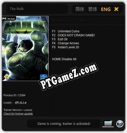Treinador liberado para The Hulk [v1.0.2]