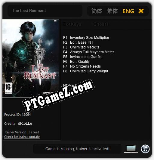 The Last Remnant: Treinador (V1.0.30)