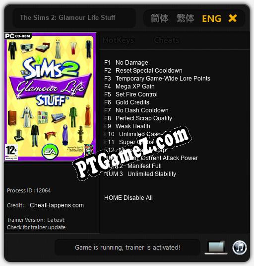 Treinador liberado para The Sims 2: Glamour Life Stuff [v1.0.3]