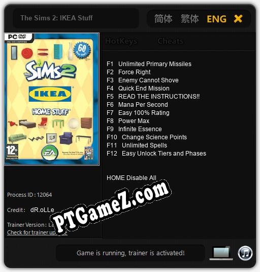 The Sims 2: IKEA Stuff: Trainer +12 [v1.9]