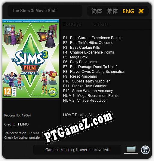 The Sims 3: Movie Stuff: Cheats, Trainer +14 [FLiNG]