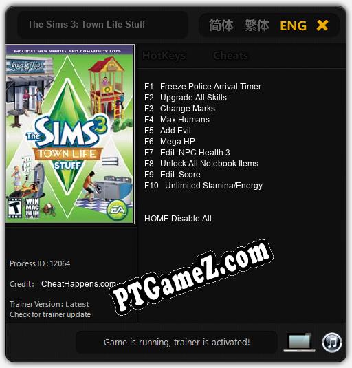 The Sims 3: Town Life Stuff: Cheats, Trainer +10 [CheatHappens.com]