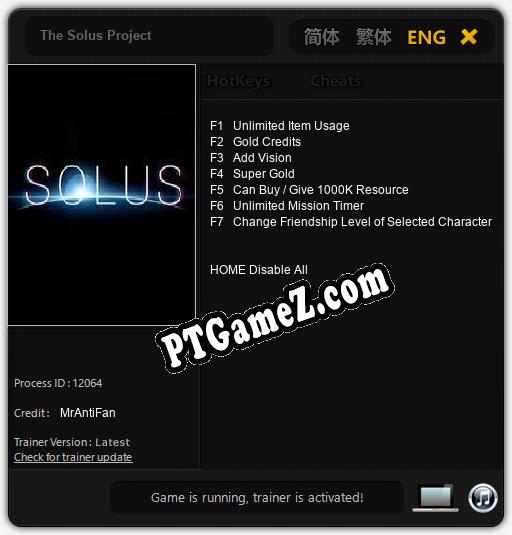 The Solus Project: Trainer +7 [v1.3]