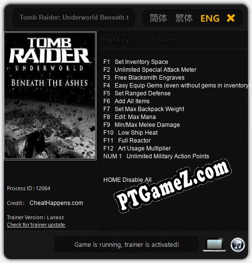 Tomb Raider: Underworld Beneath the Ashes: Treinador (V1.0.61)