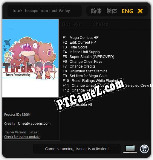 Turok: Escape from Lost Valley: Cheats, Trainer +12 [CheatHappens.com]