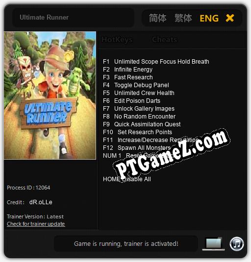 Treinador liberado para Ultimate Runner [v1.0.8]