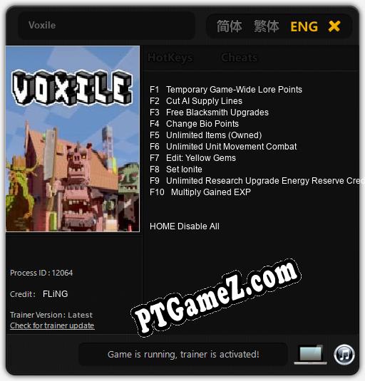 Treinador liberado para Voxile [v1.0.4]