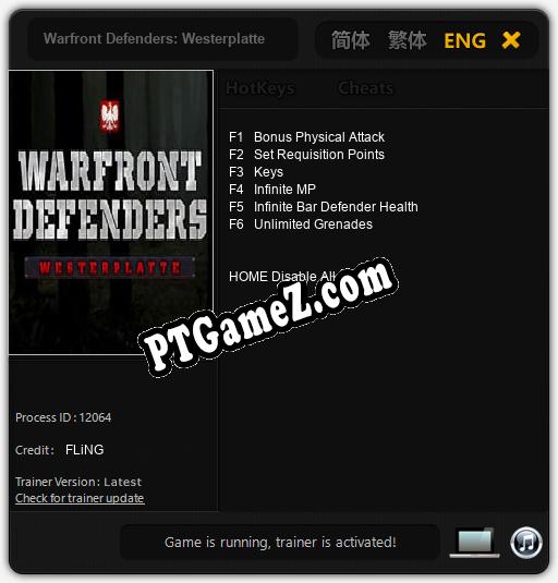Warfront Defenders: Westerplatte: Treinador (V1.0.75)