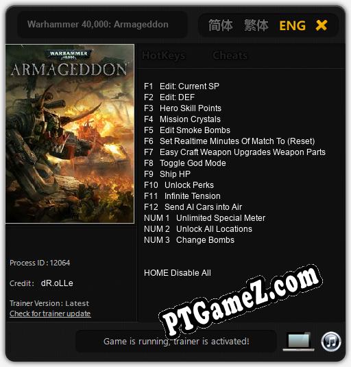 Warhammer 40,000: Armageddon: Treinador (V1.0.21)