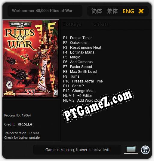 Warhammer 40,000: Rites of War: Trainer +14 [v1.2]