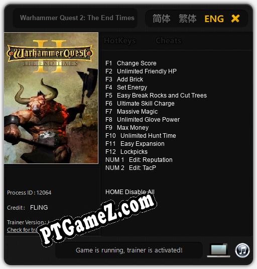 Warhammer Quest 2: The End Times: Cheats, Trainer +14 [FLiNG]
