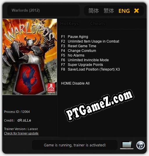 Treinador liberado para Warlords (2012) [v1.0.6]