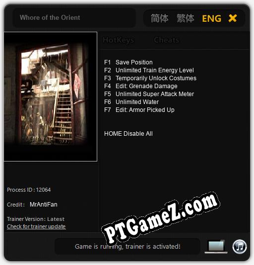 Whore of the Orient: Cheats, Trainer +7 [MrAntiFan]