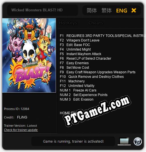 Wicked Monsters BLAST! HD: Treinador (V1.0.99)