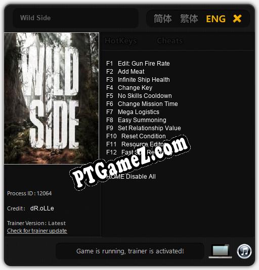 Treinador liberado para Wild Side [v1.0.6]