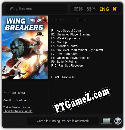 Treinador liberado para Wing Breakers [v1.0.6]