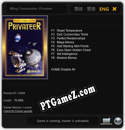 Treinador liberado para Wing Commander: Privateer [v1.0.7]
