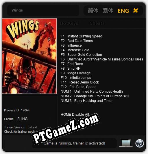 Treinador liberado para Wings [v1.0.5]