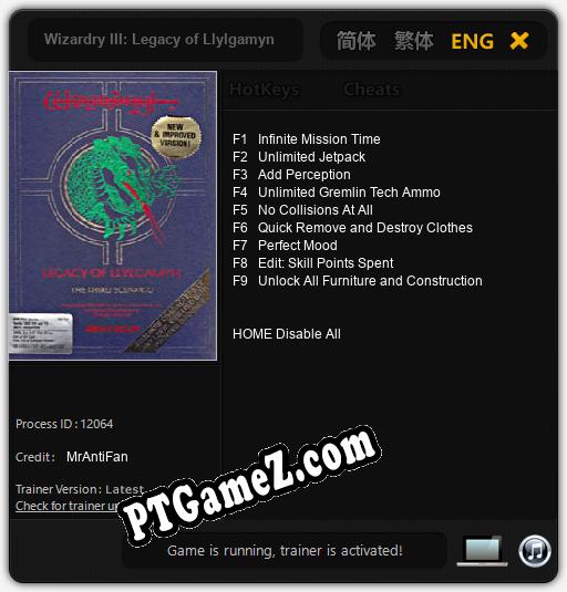 Wizardry III: Legacy of Llylgamyn: Trainer +9 [v1.7]
