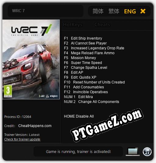 Treinador liberado para WRC 7 [v1.0.9]