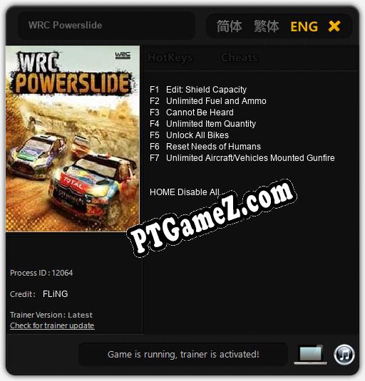 Treinador liberado para WRC Powerslide [v1.0.7]