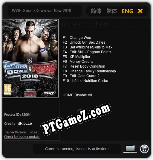 WWE SmackDown vs. Raw 2010: Cheats, Trainer +10 [dR.oLLe]