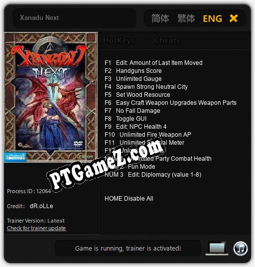 Xanadu Next: Treinador (V1.0.9)