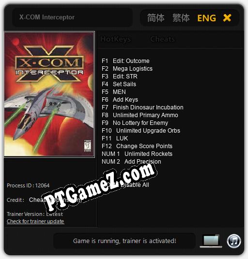 Treinador liberado para X-COM Interceptor [v1.0.8]