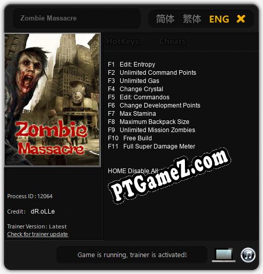 Zombie Massacre: Treinador (V1.0.7)